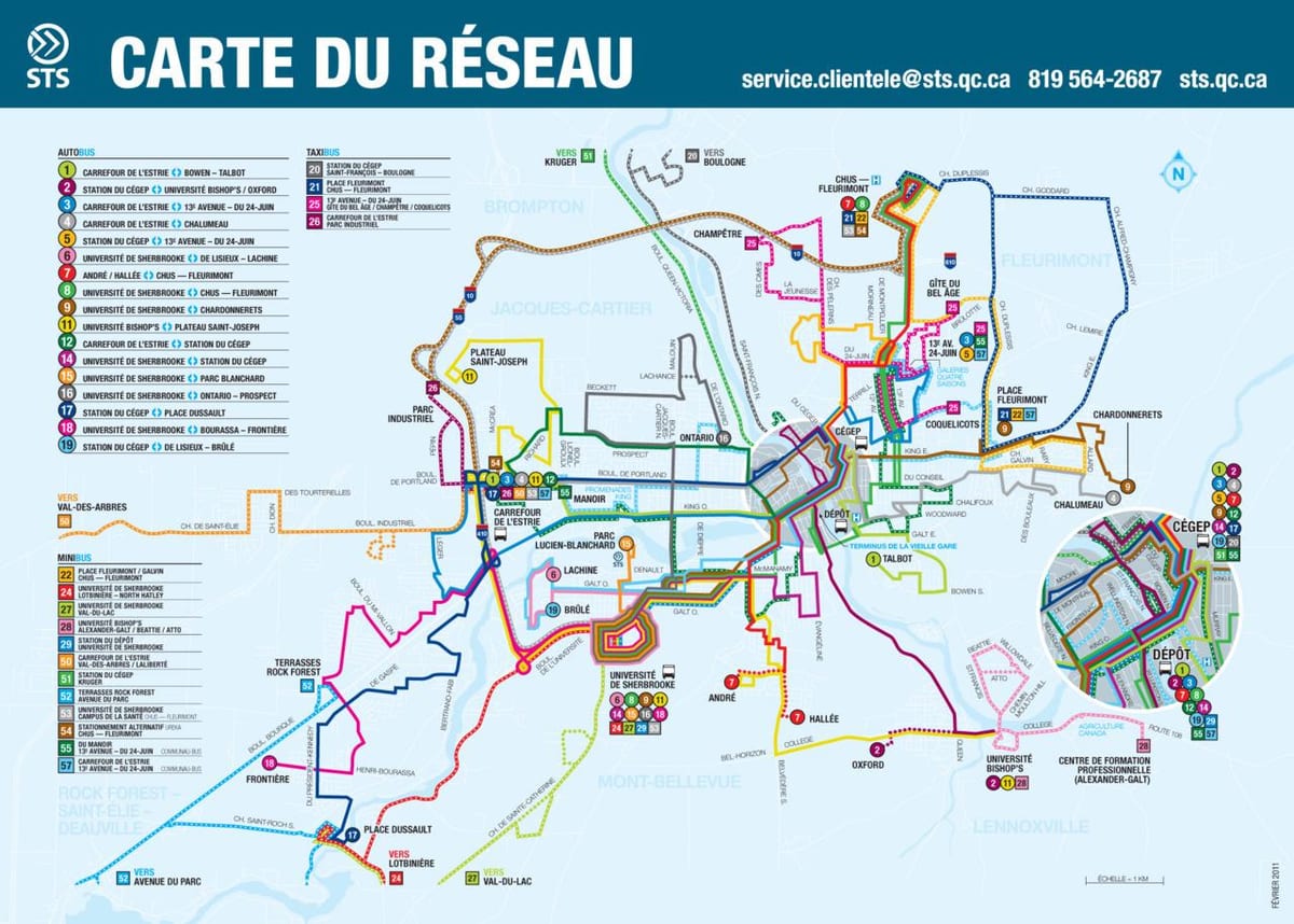 Quebec Borg almenningssamgöngum kort