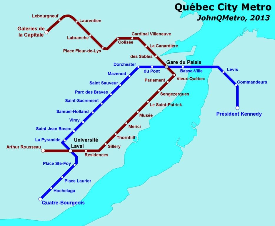 Quebec Borg neðanjarðarlestinni kort