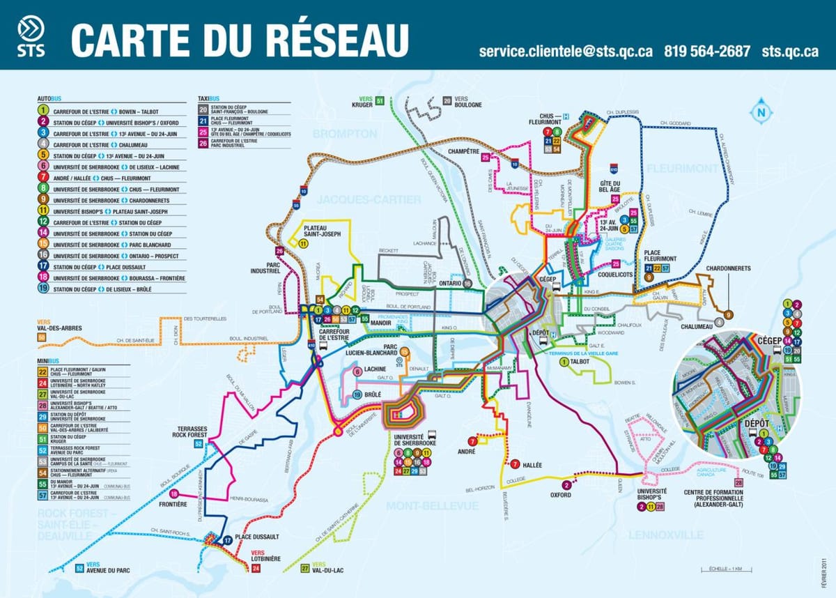 Quebec Borg strætó leiðir kort