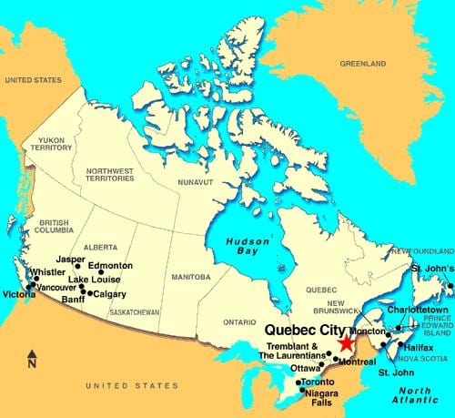 Kort af Quebec City á