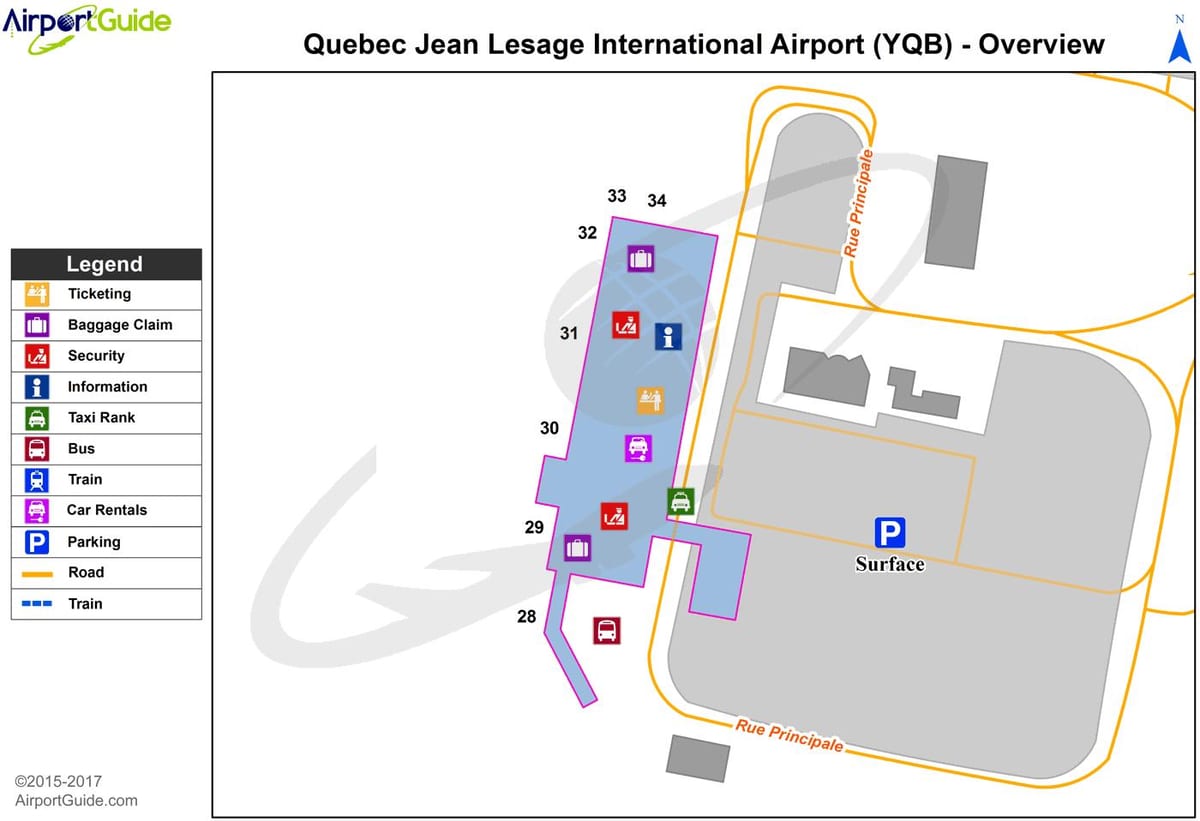 Kort af Quebec City flugvöllur
