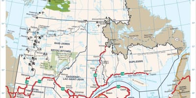 Kort af veginum Quebec kanada